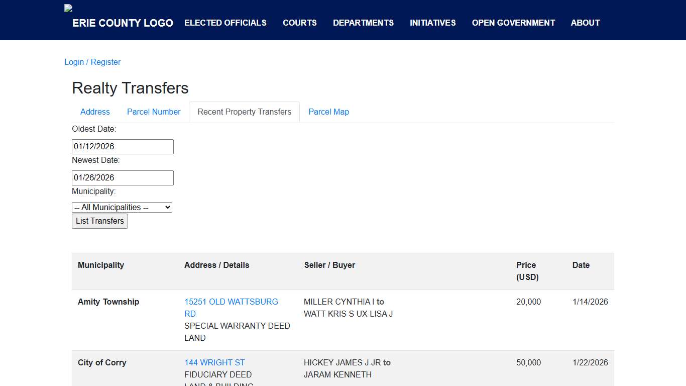 Recent Property Transfers