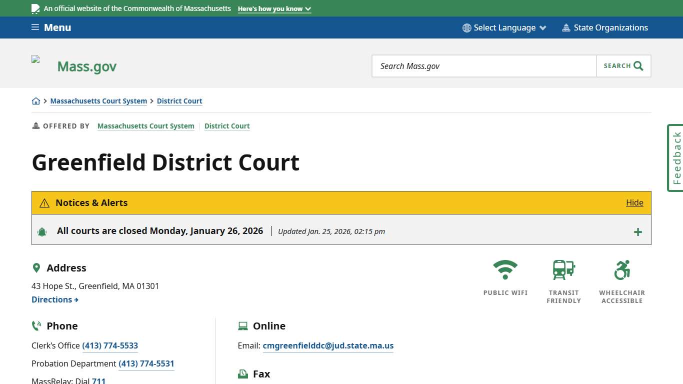 Greenfield District Court Mass.gov